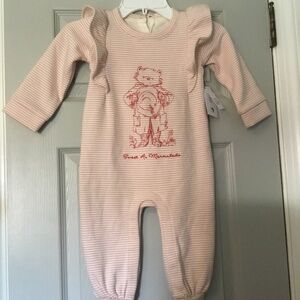 Baby Gap Girls Paddington Bear One Piece Pink White Sweatshirt Outfit Cotton